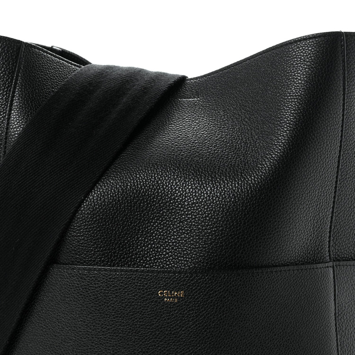 Soft Grained Calfskin Sangle Bucket Bag Black
