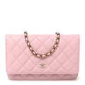 Caviar Quilted Wallet on Chain WOC Light Pink
