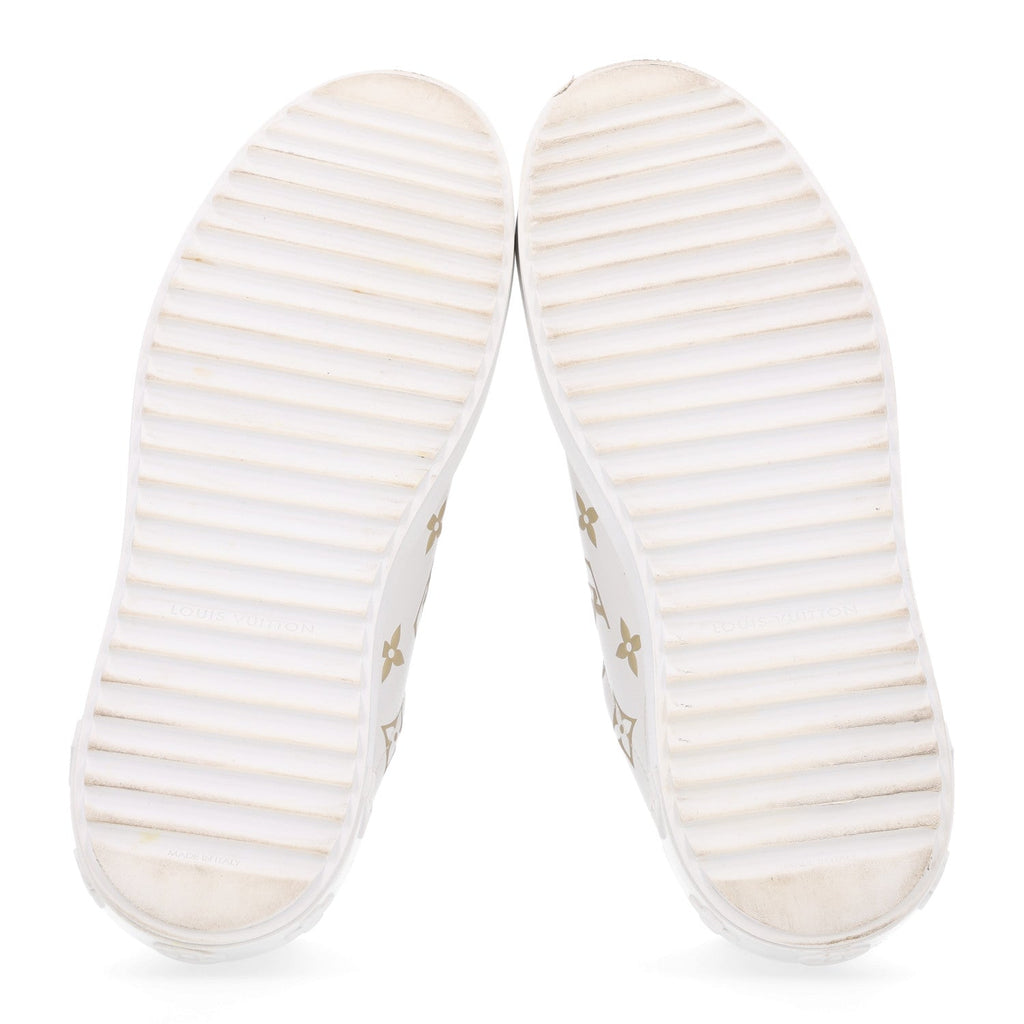 Calfskin Monogram Debossed Time Out Sneakers 37 Gold