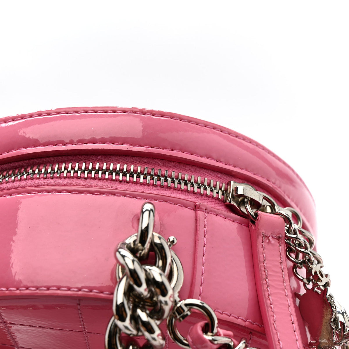 Patent Round As Earth Evening Bag Pink