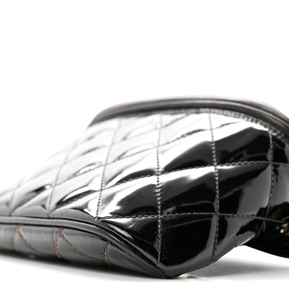 Patent Calfskin Quilted Waist Belt Bag 70 28 Black