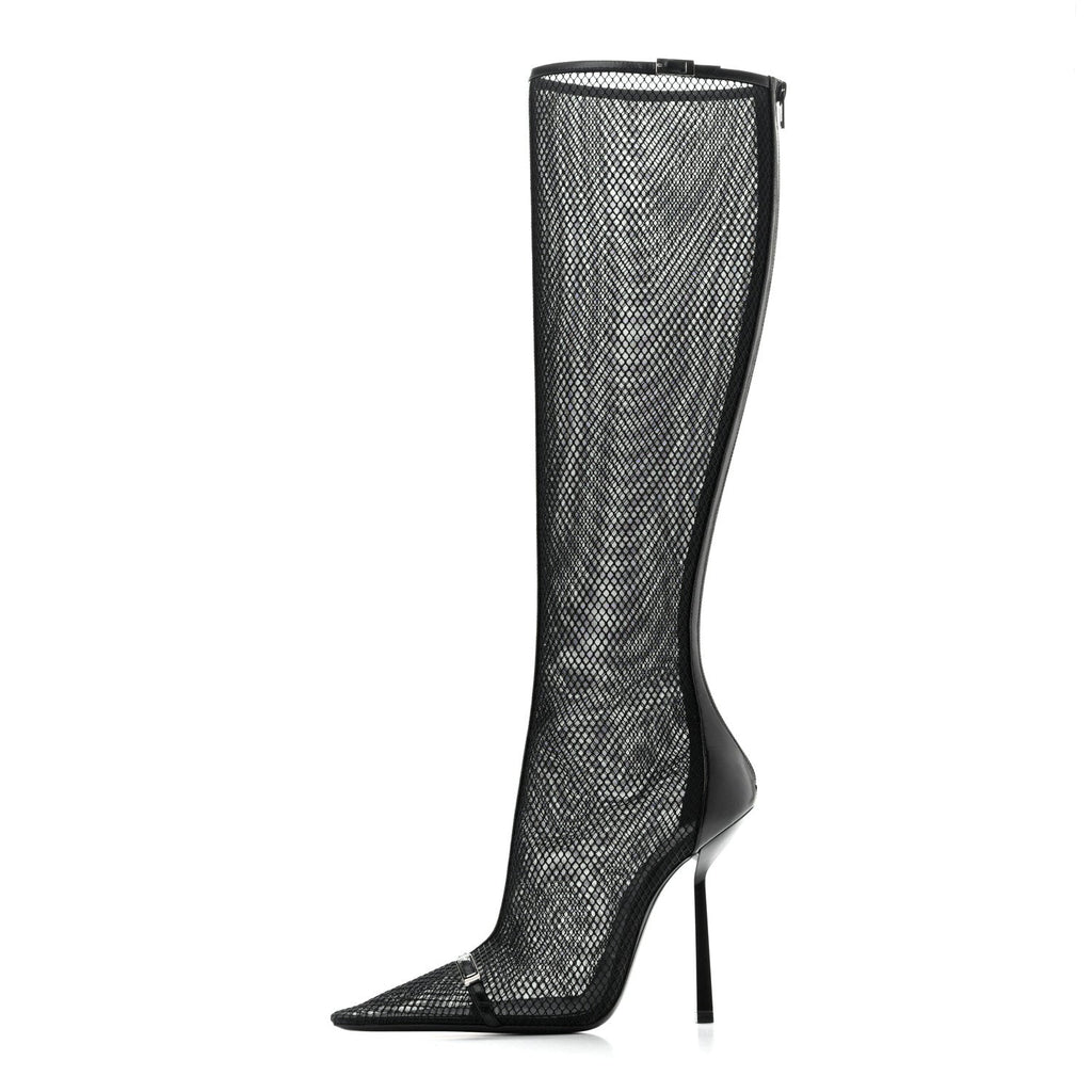 Mesh Oxails Knee High Boots 39 Black