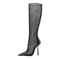 Mesh Oxails Knee High Boots 39 Black