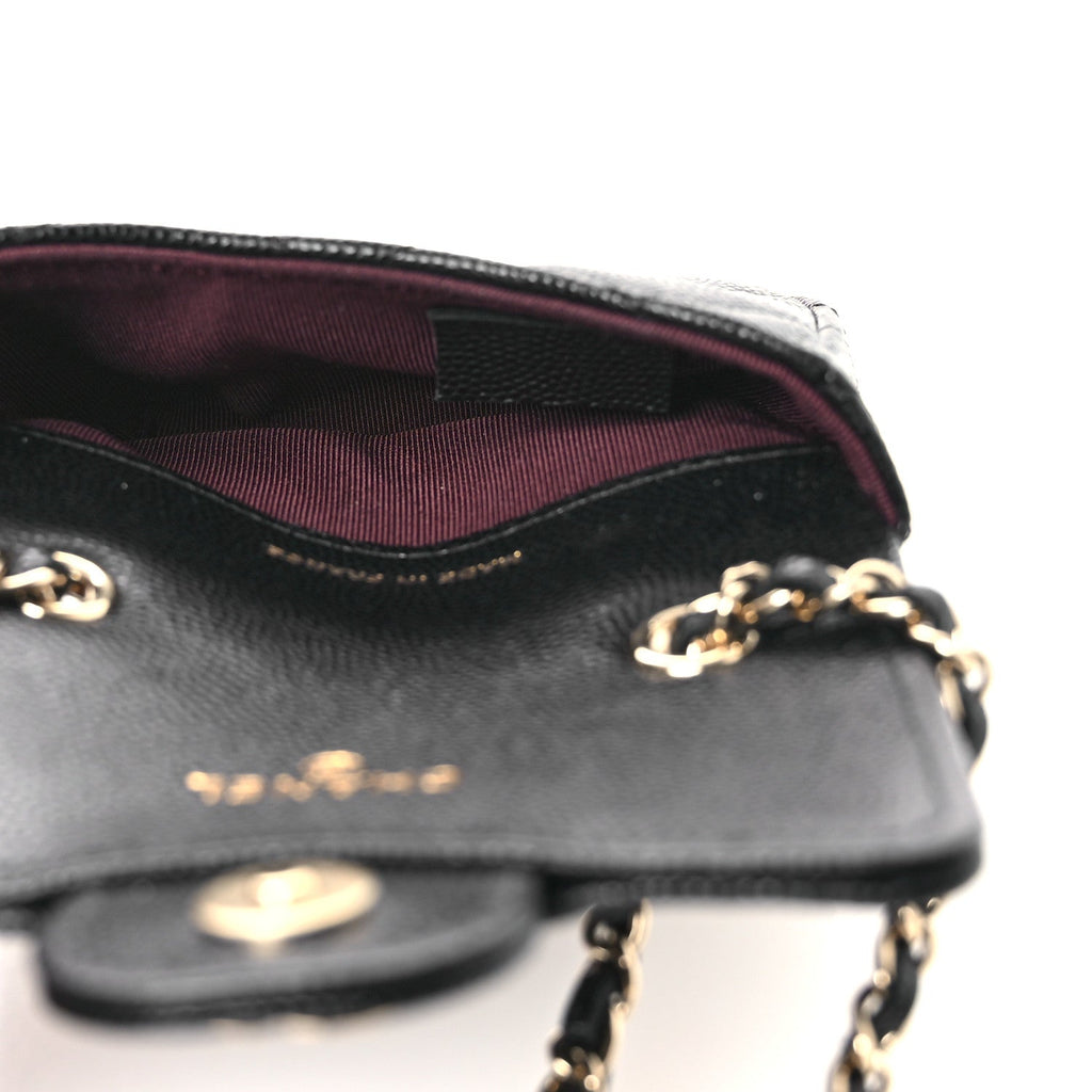 Caviar Quilted Mini Chain Belt Bag Black