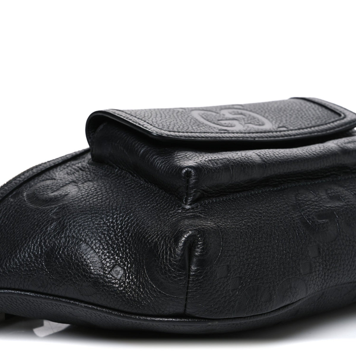 Calfskin GG Tennis Embossed Pocket Belt Bag Black