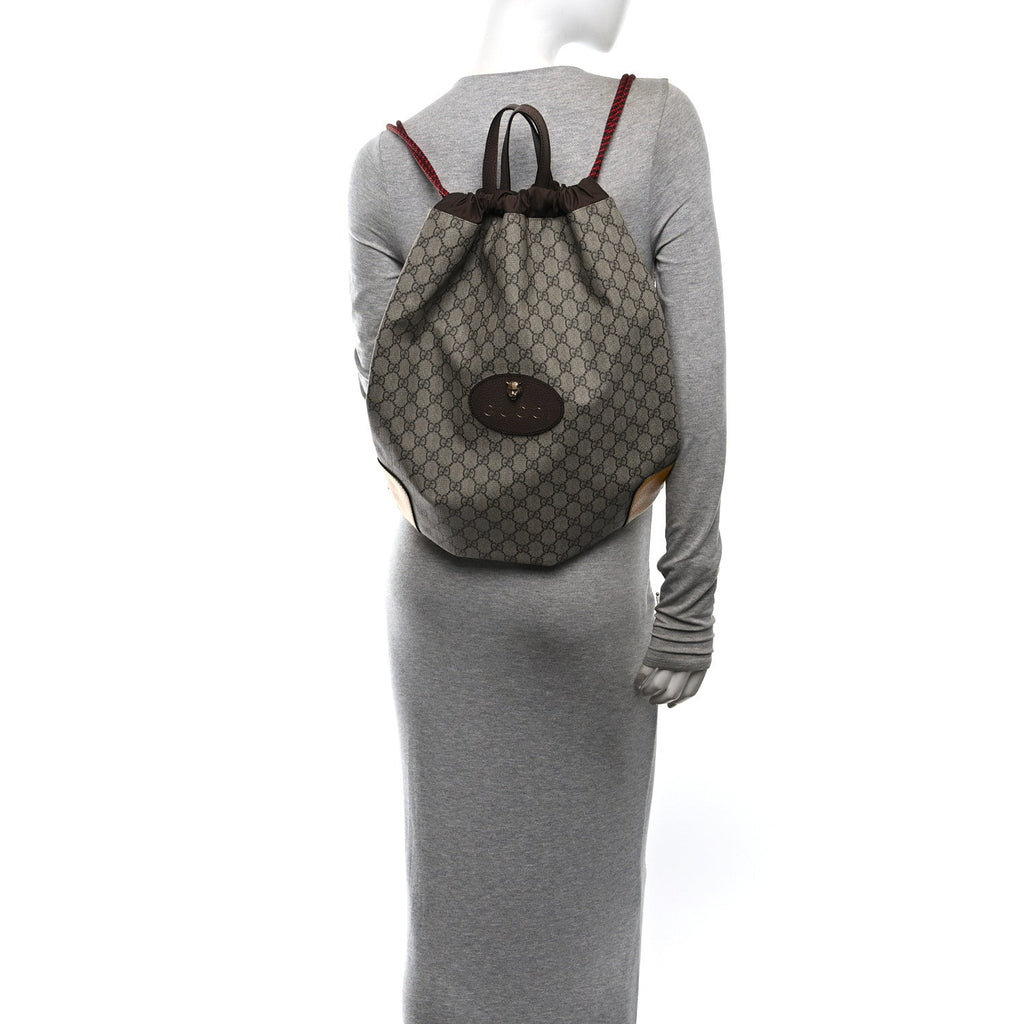 GG Supreme Monogram Neo Vintage Drawstring Backpack Beige New Acero Crop