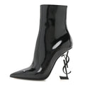 Glazed Calfskin Opyum Ankle Boots 37 Black