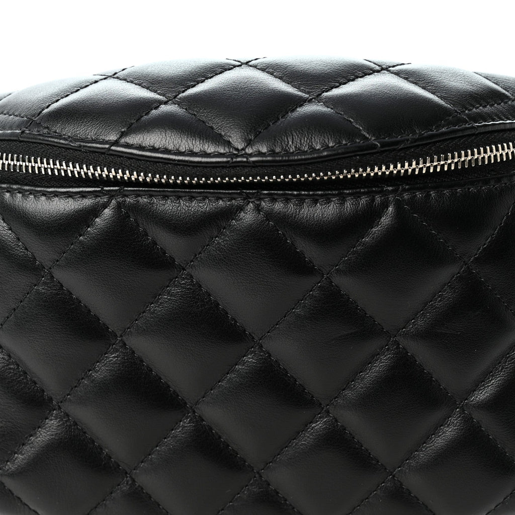 Calfskin Quilted Waist Belt Bag Black