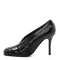 Crocodile Embossed Patent Calfskin Pumps 36 Black