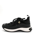 Velvet Calfskin Mixed Fibers CC Sneakers 36.5 Black
