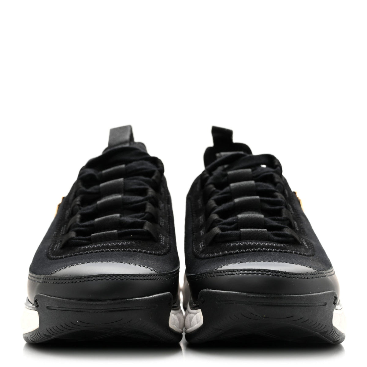 Velvet Calfskin Mixed Fibers CC Sneakers 37 Black