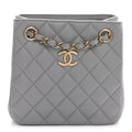 Caviar Quilted Mini Bucket Bag Grey