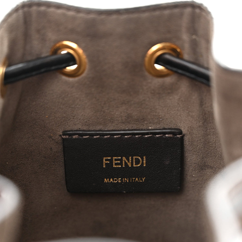 Vitello Liberty F is Fendi Bi-Color FF 1974 Embossed Mini Mon Tresor Bucket Bag Maya Black
