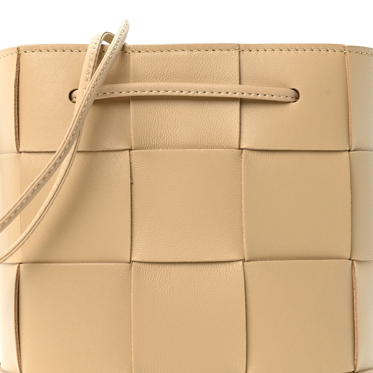 Lambskin Maxi Intrecciato Small Cassette Crossbody Bucket Bag Porridge