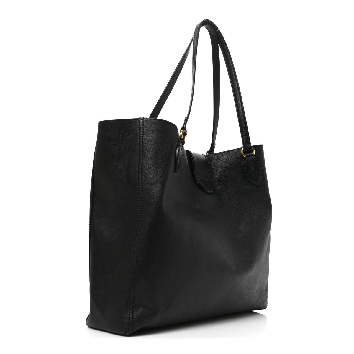 New Sakai Calfskin Lux Medium Dahlia Tote Black