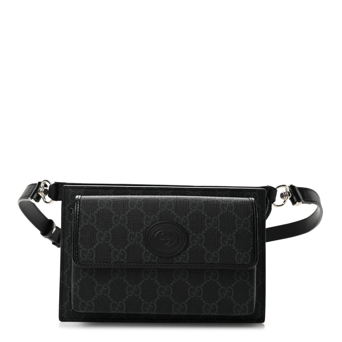 GG Supreme Monogram Canvas Interlocking G Belt Bag Black