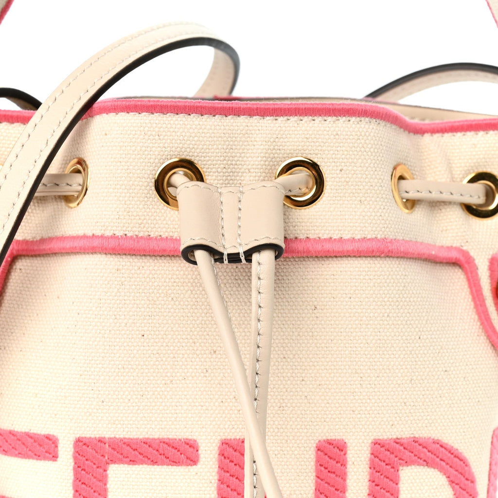 Canvas Vitello Grace F is Fendi Logo Embroidered Mini Mon Tresor Bucket Bag Grezzo Pink