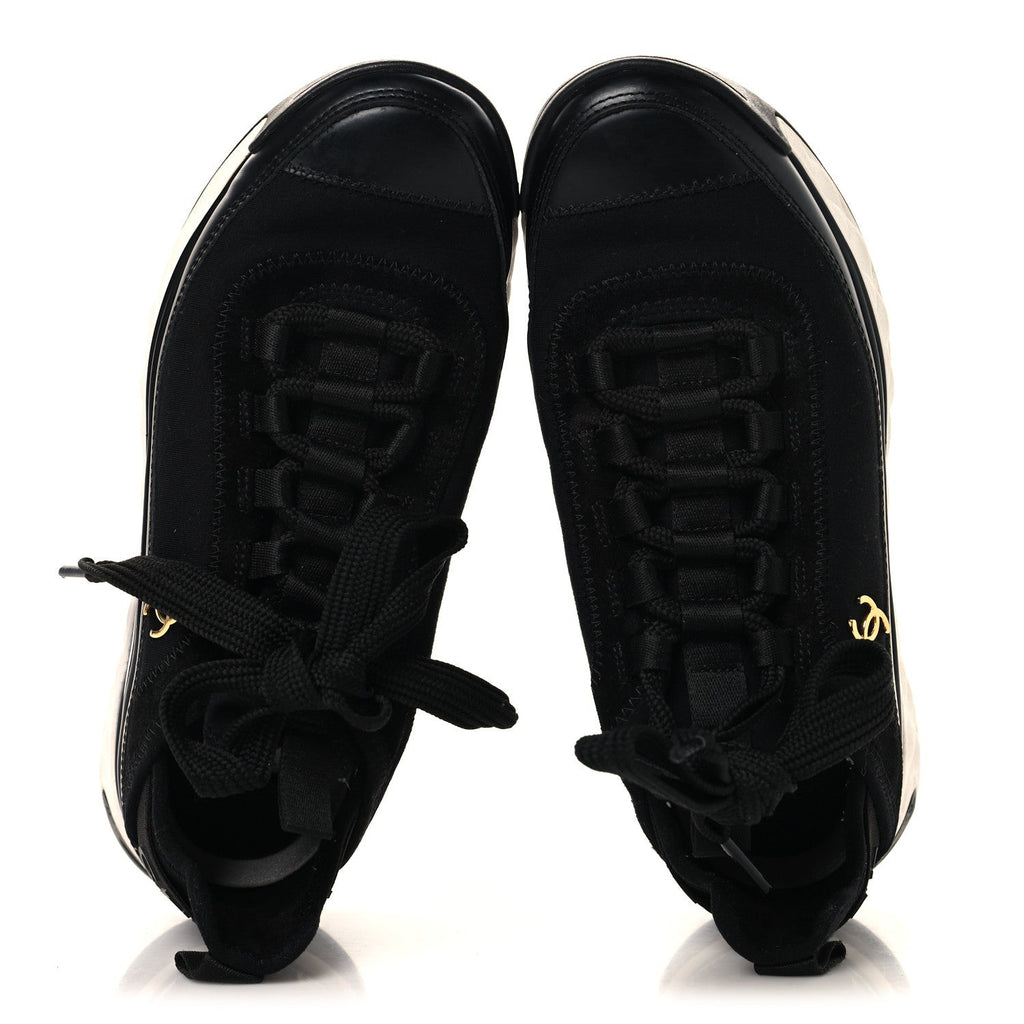 Velvet Calfskin Mixed Fibers CC Sneakers 36 Black