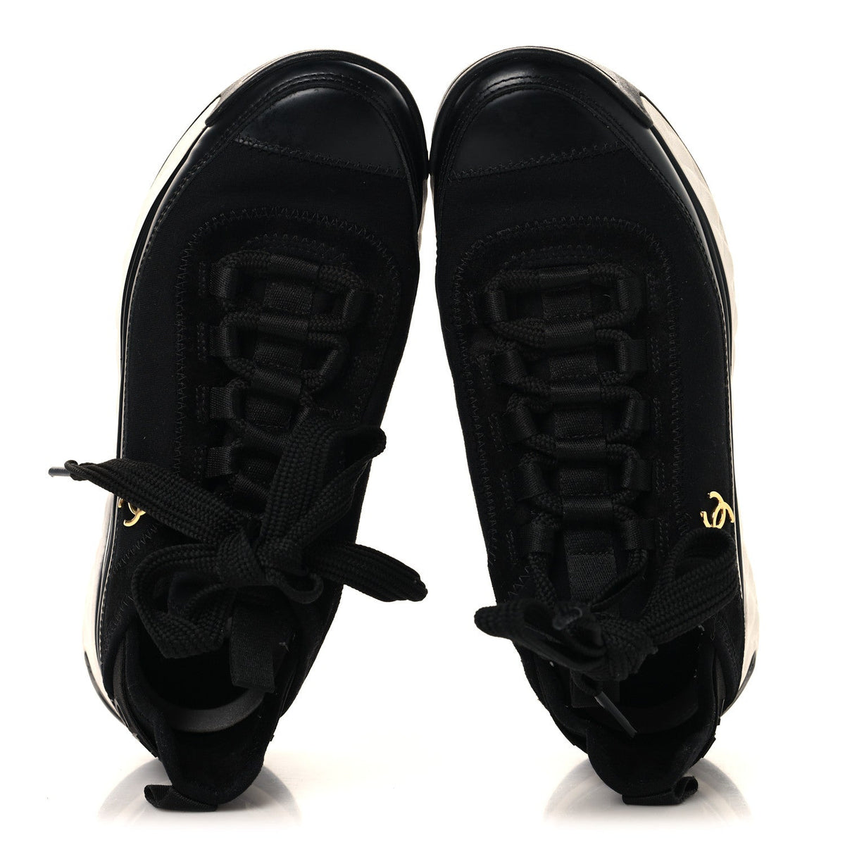 Velvet Calfskin Mixed Fibers CC Sneakers 36 Black