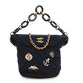 Wool Lambskin Quilted Paris Hamburg Charms Bucket Bag Dark Navy