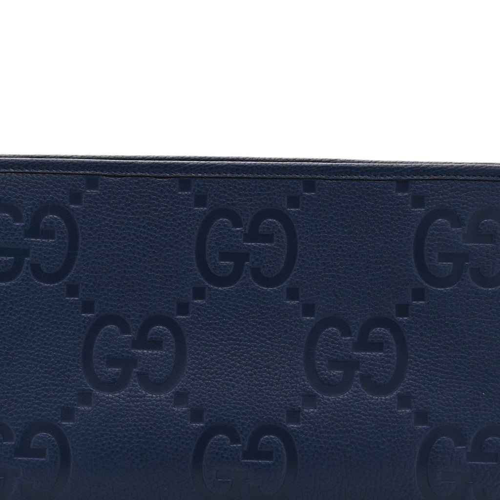 Piuma Calfskin Jumbo GG Embossed Pouch  Royale
