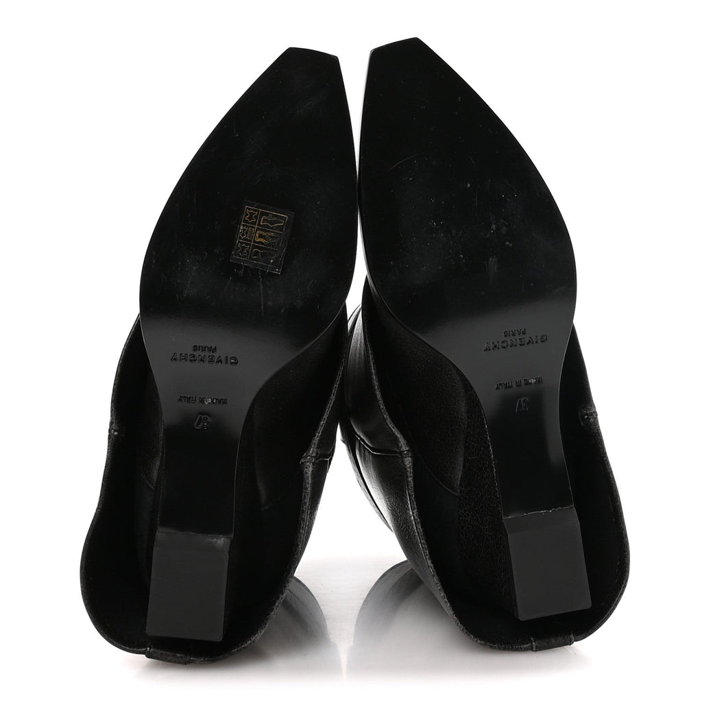 Aged Calfskin Cowboy Shark Lock Ankle 37 Black