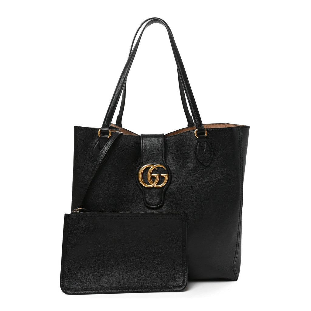 New Sakai Calfskin Lux Medium Dahlia Tote Black