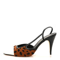 Lambskin Mixed Fibers Cap Toe CC Slingback Pumps 39 White Brown Black