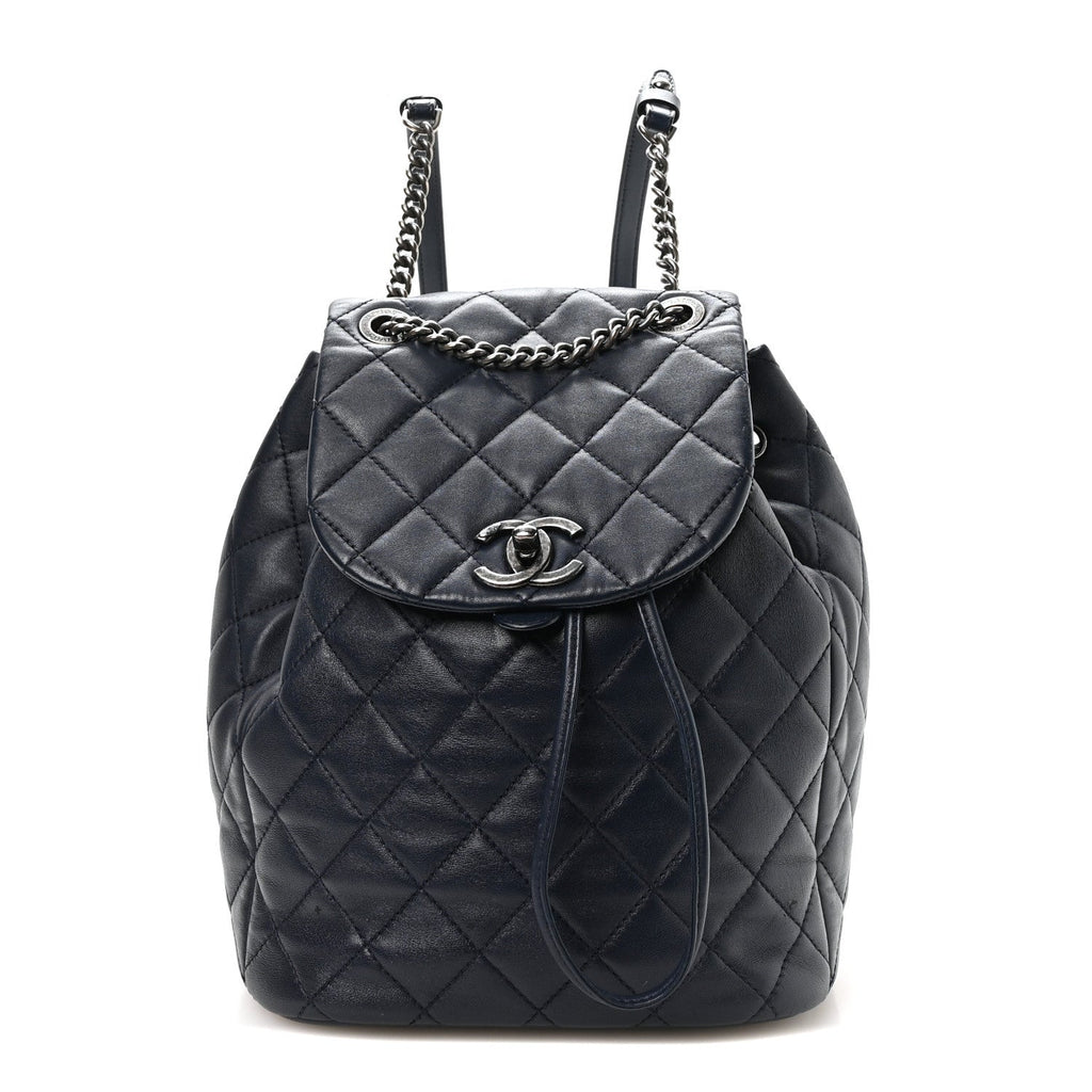 Lambskin Quilted Daily Supple Backpack Blue