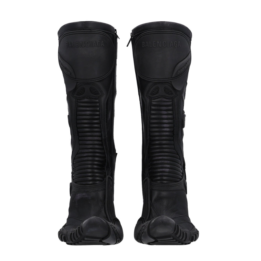 Calfskin Distressed Biker Boots 39 Black