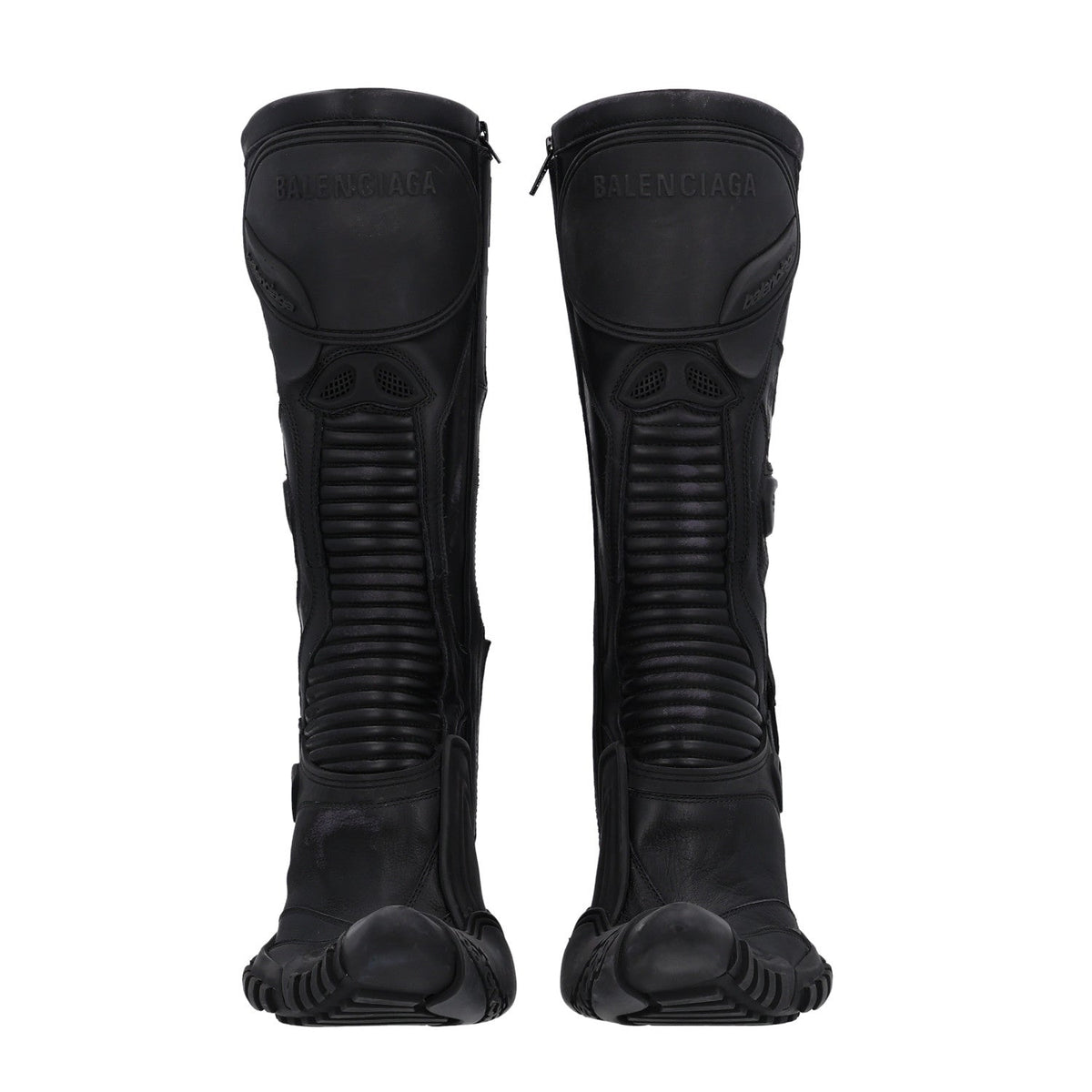 Calfskin Distressed Biker Boots 39 Black