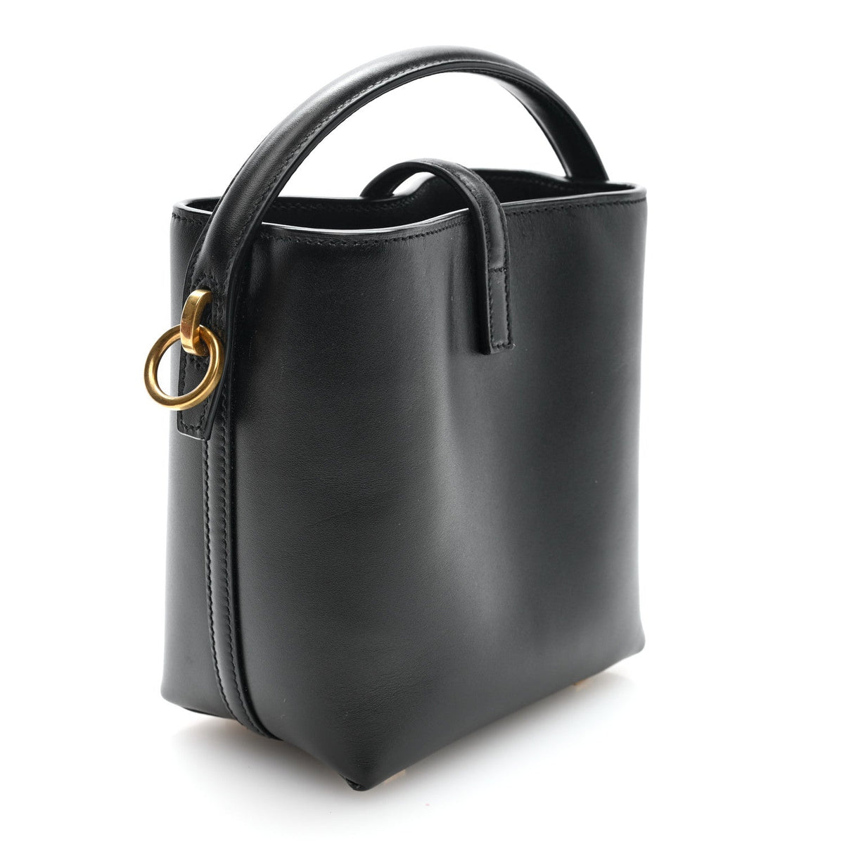 Shiny Calfskin Le 37 Mini Bucket Bag Black