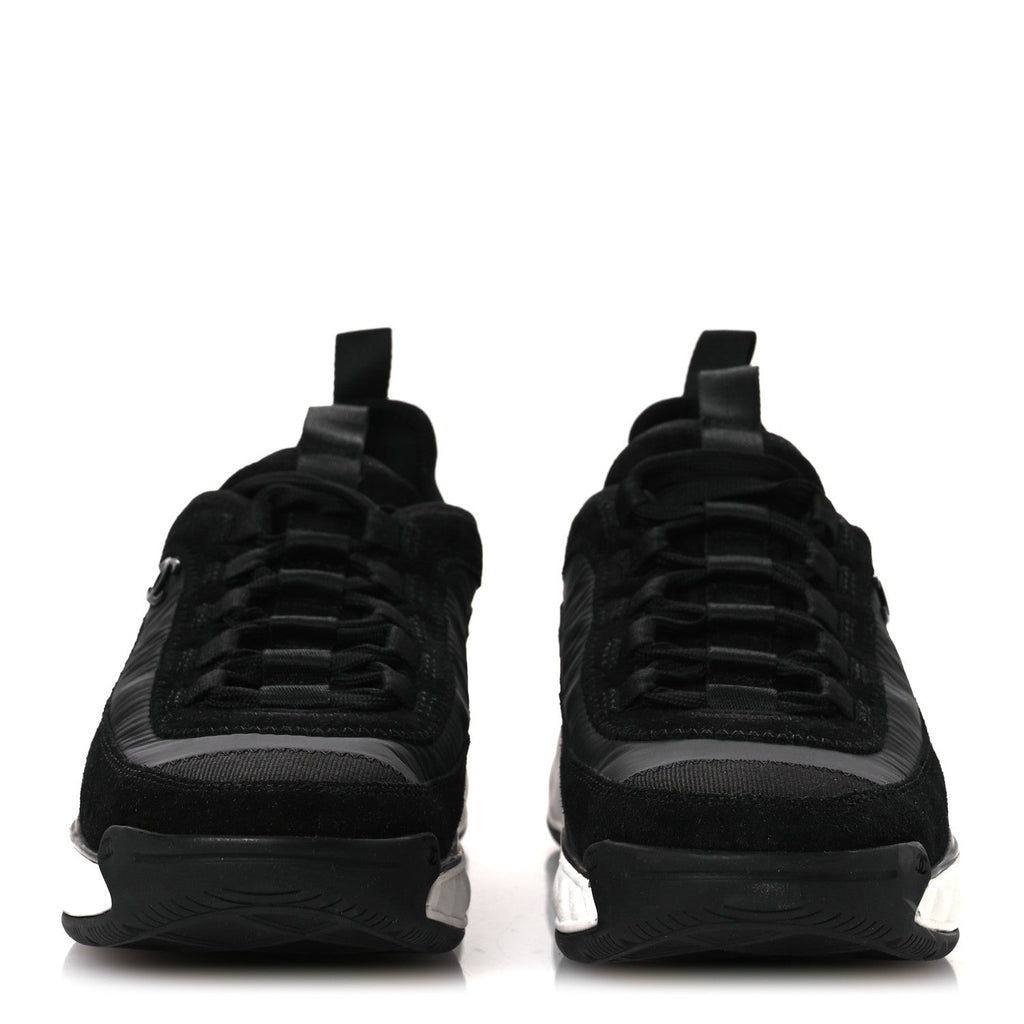 Velvet Calfskin Mixed Fibers CC Sneakers 37 Black