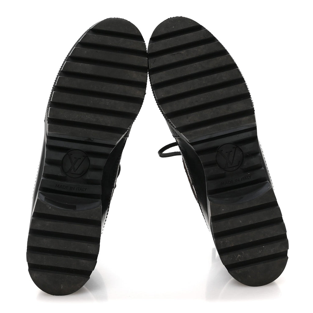 Suede Calfskin Monogram LV Black Heart Laureate Platform Desert Boots 37.5 Black