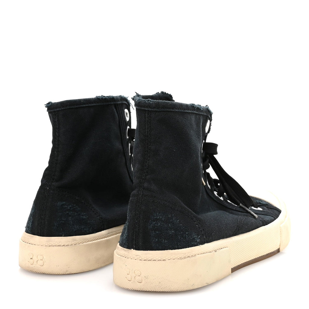 Canvas Distressed Womens Paris High Top Sneakers 38 Black