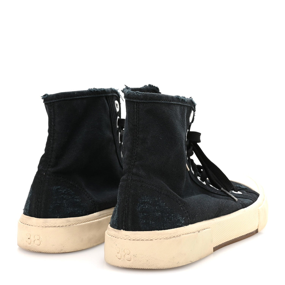 Canvas Distressed Womens Paris High Top Sneakers 38 Black
