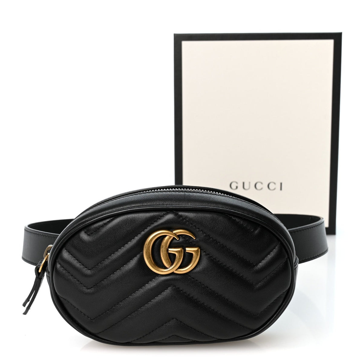 Calfskin Matelasse GG Marmont Belt Bag 75 30 Black