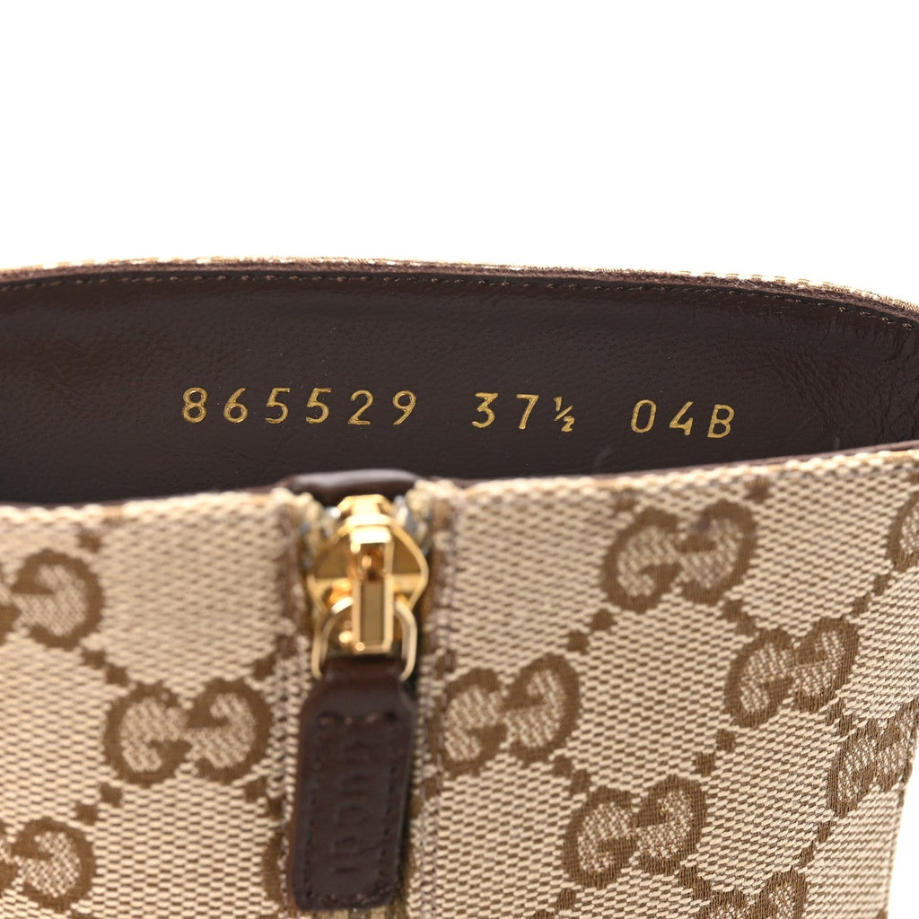 GG Monogram Malaga Kid Womens Bombshell Bootie 37.5 Sand Dark Brown