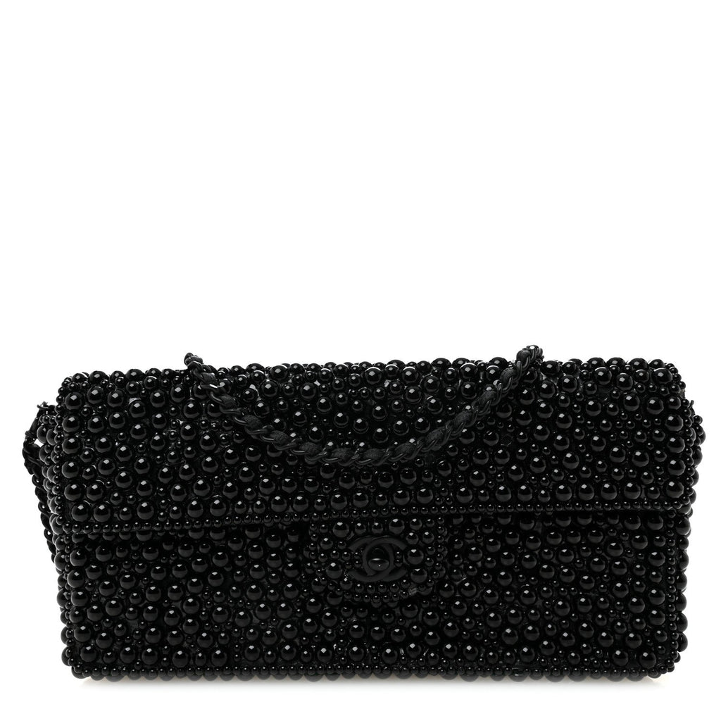 Pearl Beaded East West Flap Black So Black