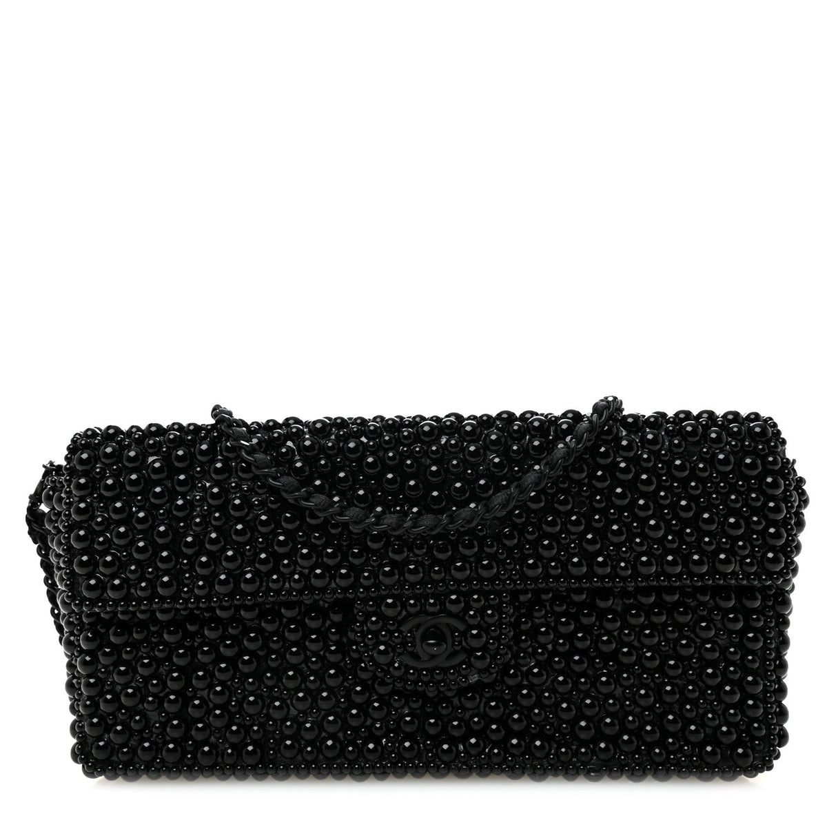 Pearl Beaded East West Flap Black So Black