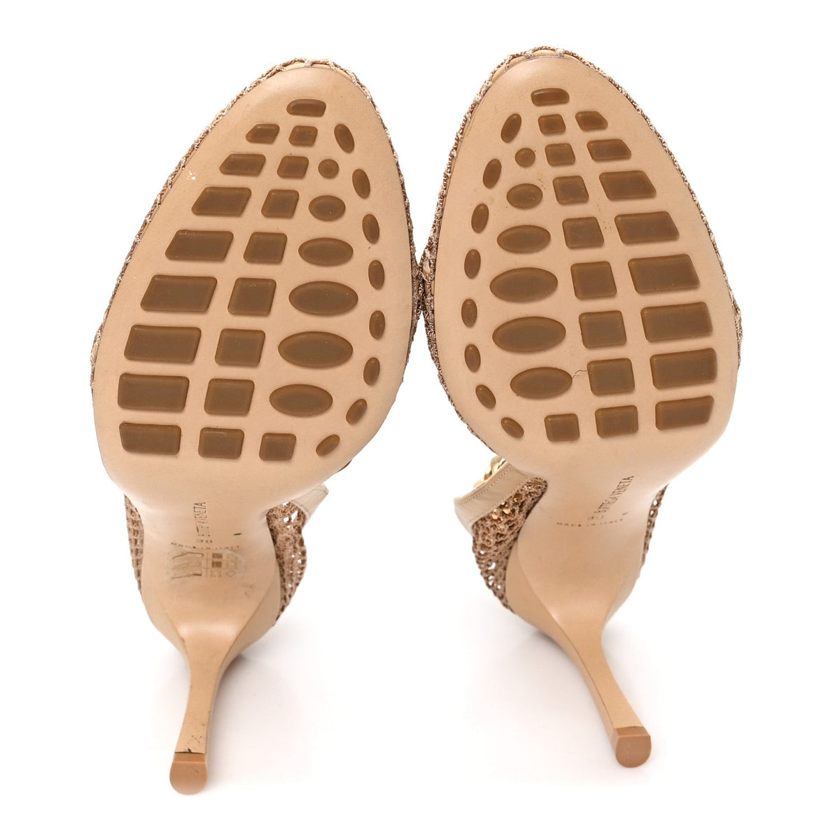 Mesh Calfskin Chain Stretch Pumps 38 Beige