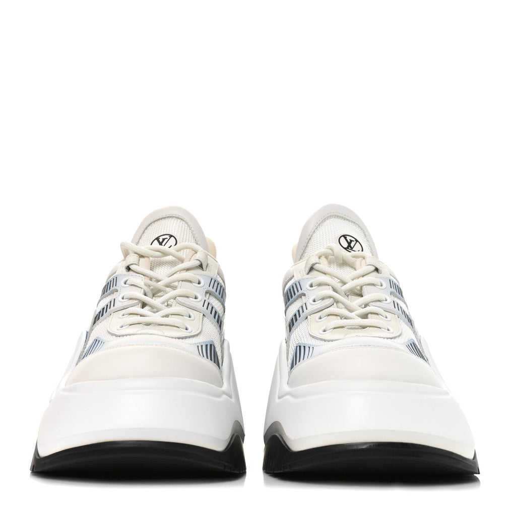 Calfskin Technical Nylon LV Archlight Sneakers 38 White Blue Gris