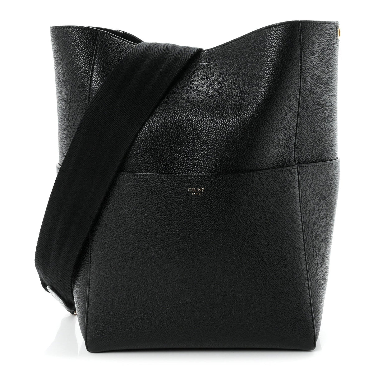Soft Grained Calfskin Sangle Bucket Bag Black