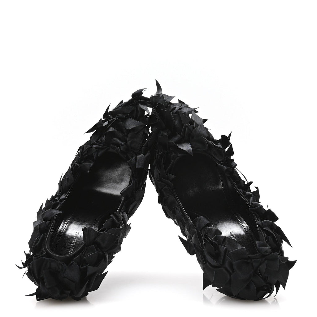 Satin Pointed Marie A Bows All Over 110mm Pumps 35 Black