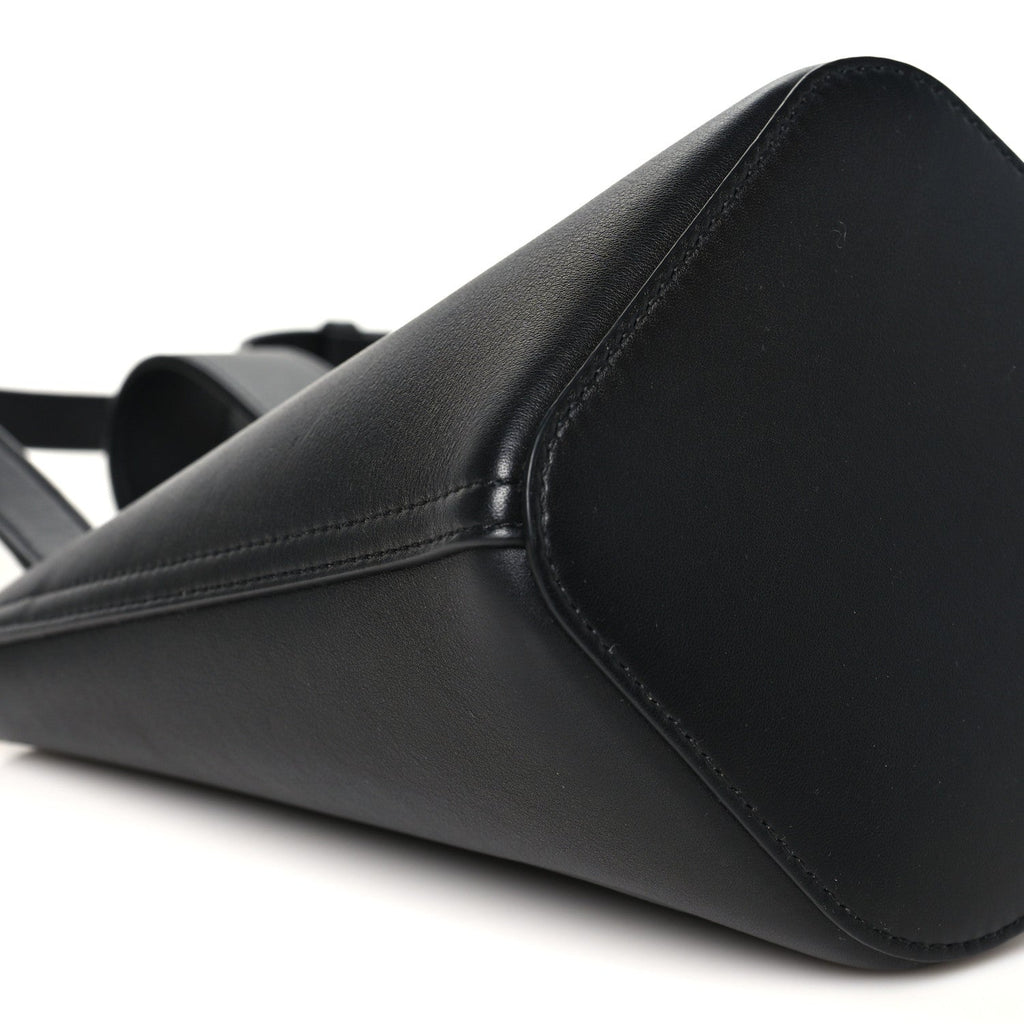 Soft Grained Calfskin Mini Pebble Bucket Bag Black
