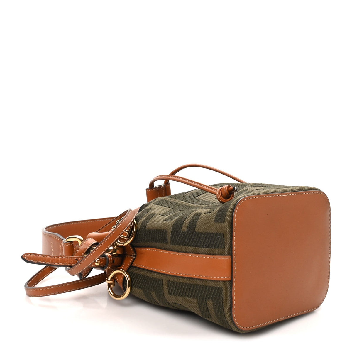 Canvas Vitello King F is Fendi FF Embroidered Mini Mon Tresor Bucket Bag Amazzonia Cuoio