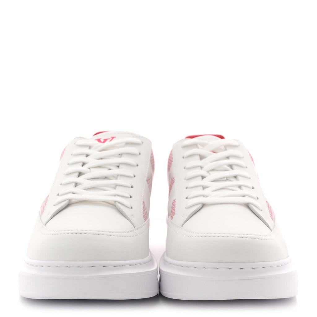 Damier Calfskin Mens Beverly Hills Sneakers 8 White Rouge