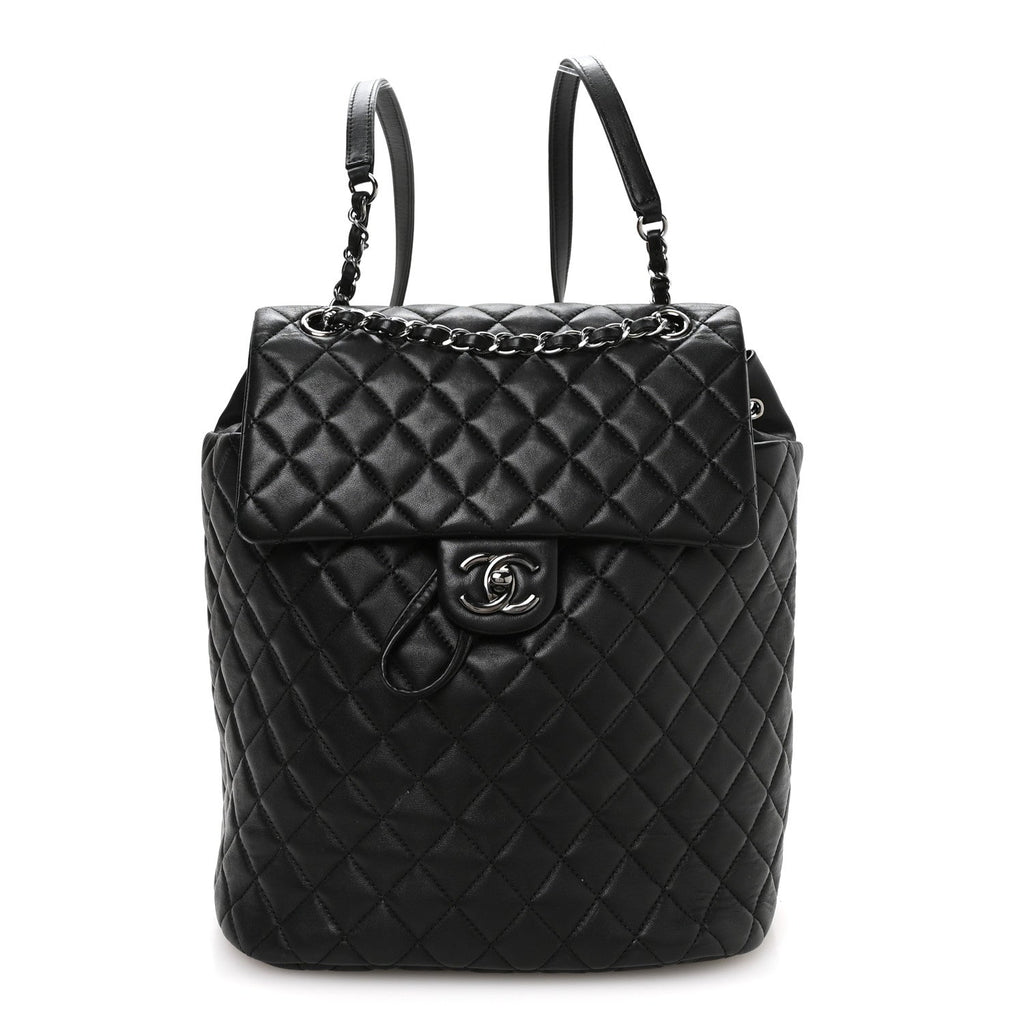 Lambskin Quilted Large Urban Spirit Backpack Black