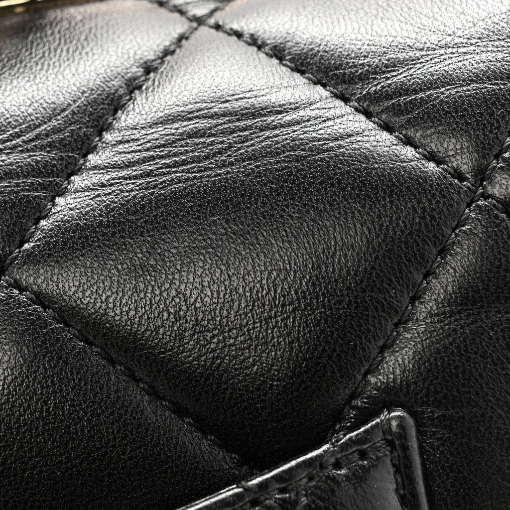Lambskin Quilted Medium Trendy CC Flap Dual Handle Bag Black
