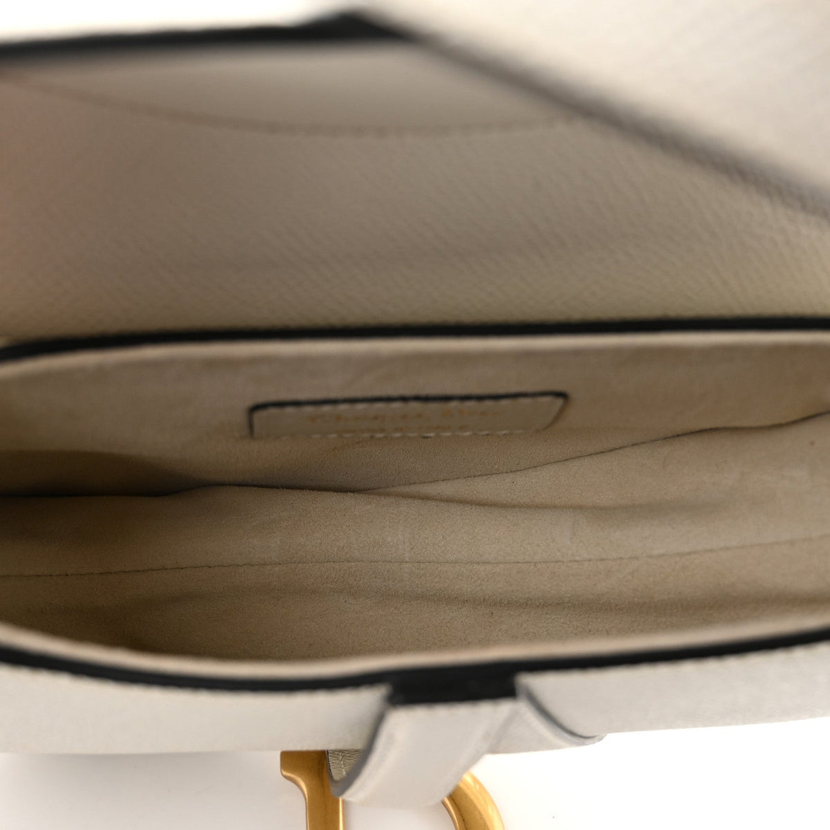 Grained Calfskin Mini Saddle Bag With Strap White